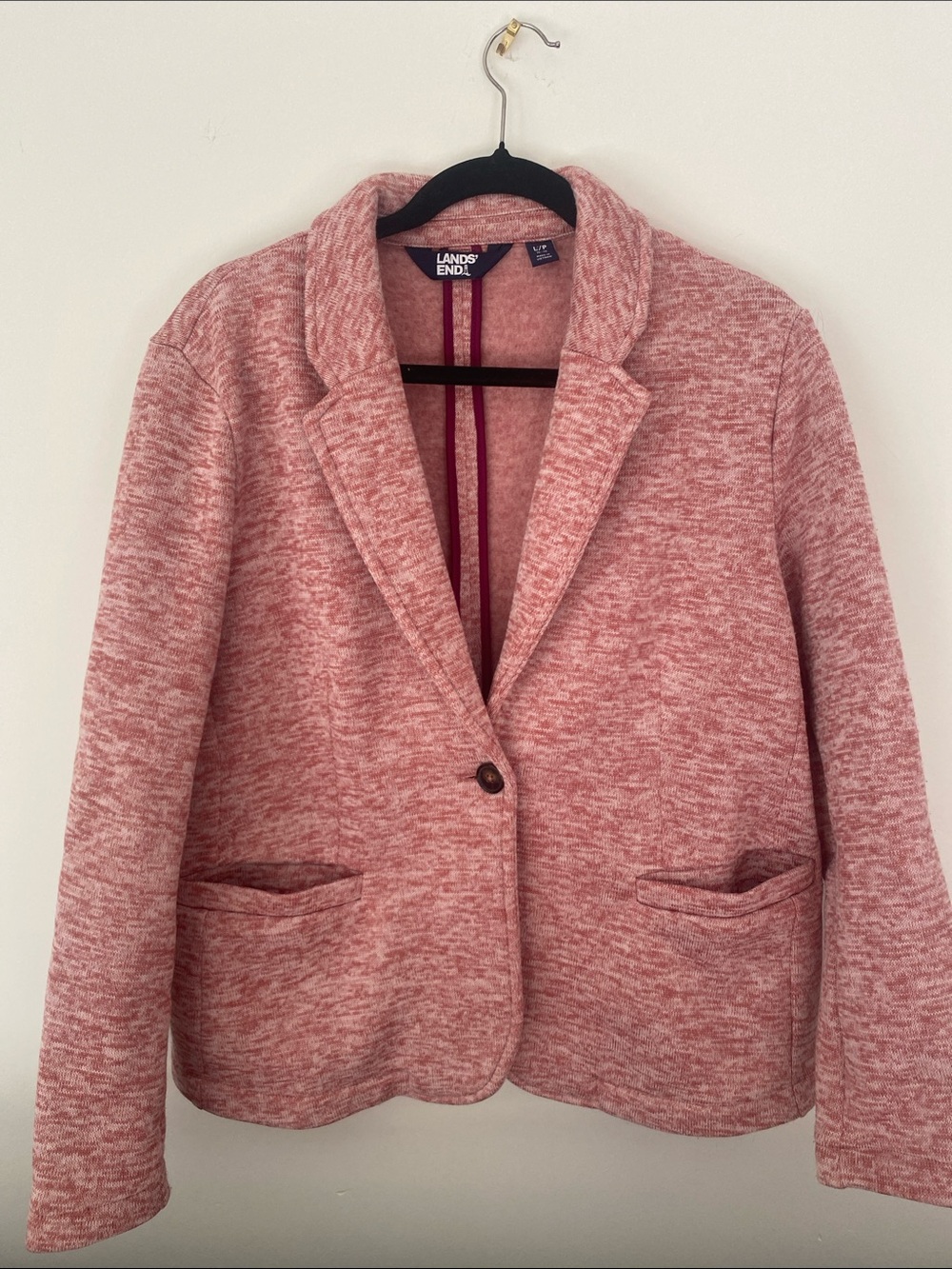 Lands' End Heathered Rose Knit Blazer